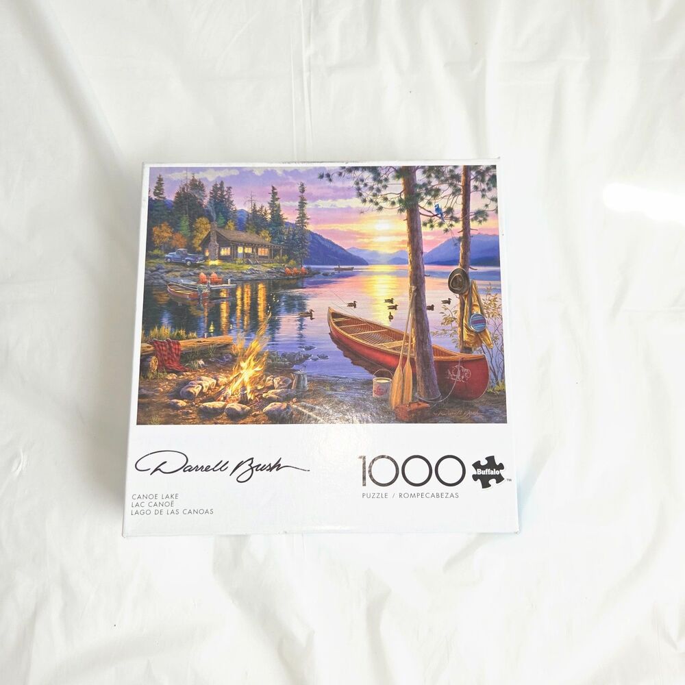 Buffalo Games Canoe Lake 1000 Piece Puzzle Darrell Bush Complete Scenic